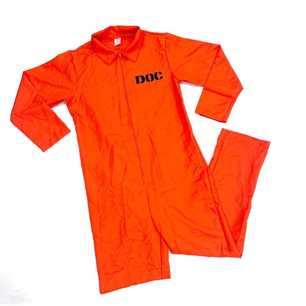 Spirit Halloween Escaped Convict Orange Jumpsuit Halloween Cosplay Costume
